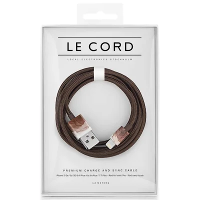 Le Cord Braided Marble Effect Charging Cable - Aquarelle Brown - 1.2m