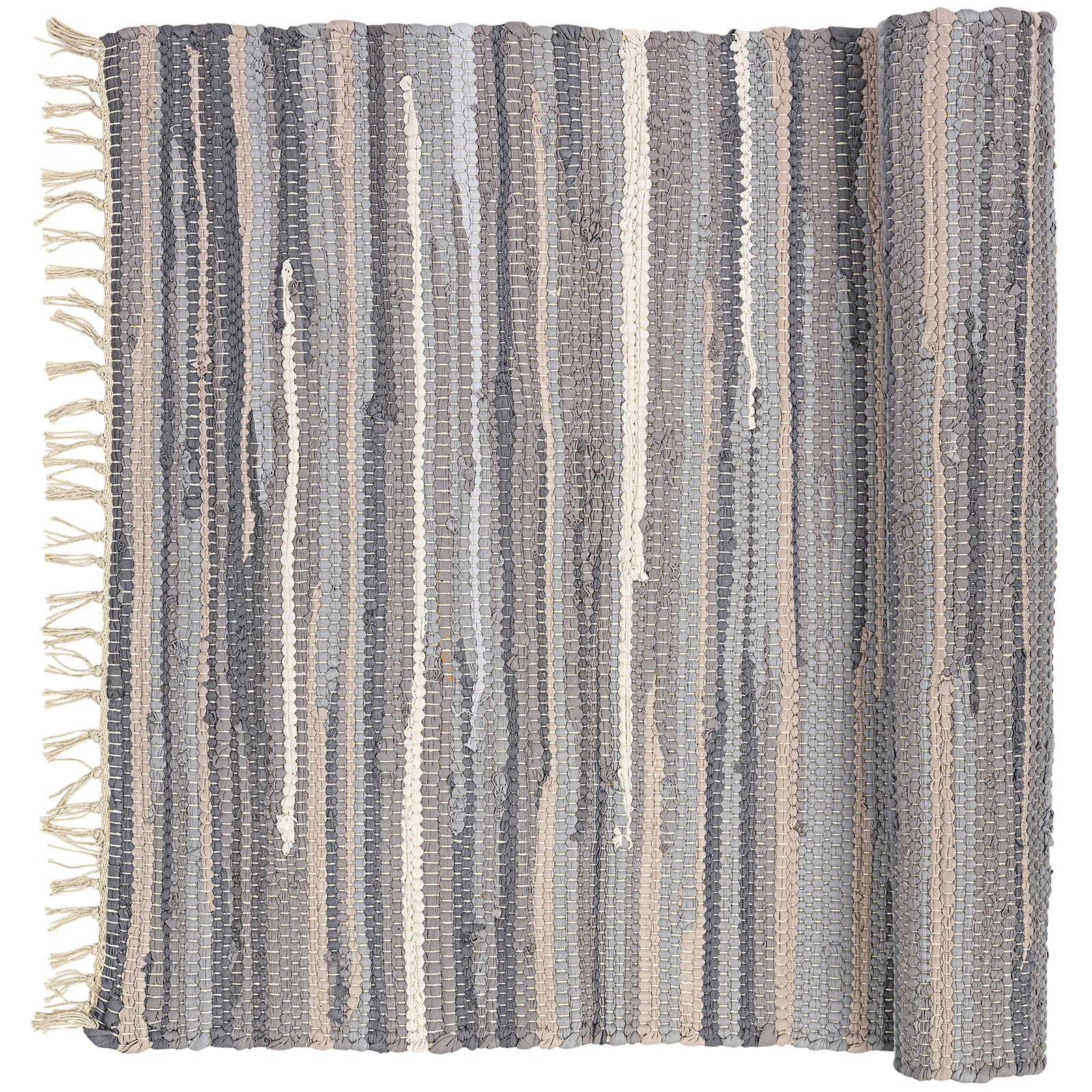Broste Copenhagen Chindi Cotton Rug - Drizzle Melange - 70cm x 140cm Image 1