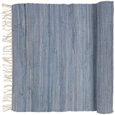 Broste Copenhagen Chindi Cotton Rug - Blue Melange - 70cm x 140cm