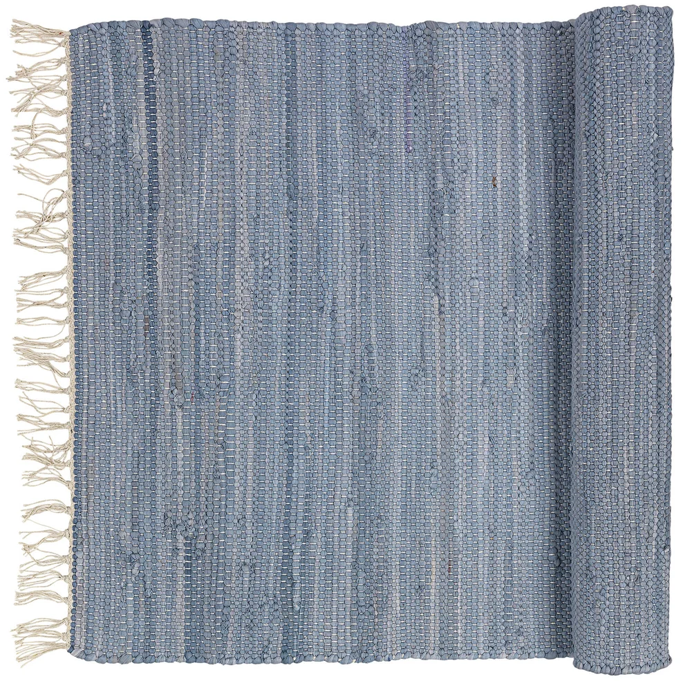 Broste Copenhagen Chindi Cotton Rug - Blue Melange - 70cm x 140cm Image 1