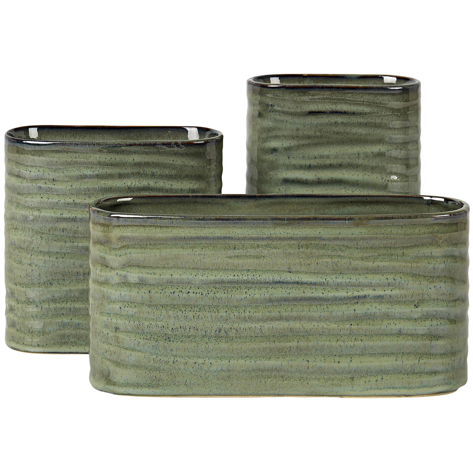 Broste Copenhagen Atil Stoneware Vase - Light Green (Set of 3) Image 1