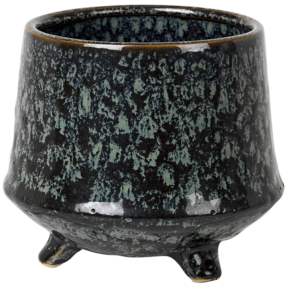 Broste Copenhagen Annie Flowerpot - Stoneware Dark Blue Antique Image 1