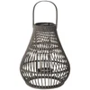 Broste Copenhagen Twist Bamboo T Light Lantern - Dark Grey - Image 1