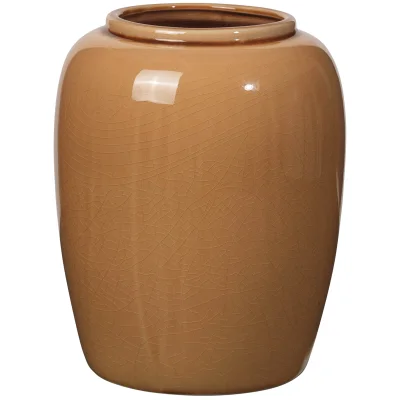 Broste Copenhagen Crackle Ceramic Vase - Indian Tan