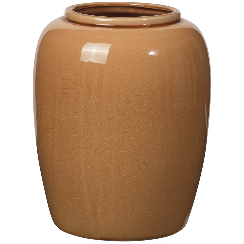 Broste Copenhagen Crackle Ceramic Vase - Indian Tan Image 1
