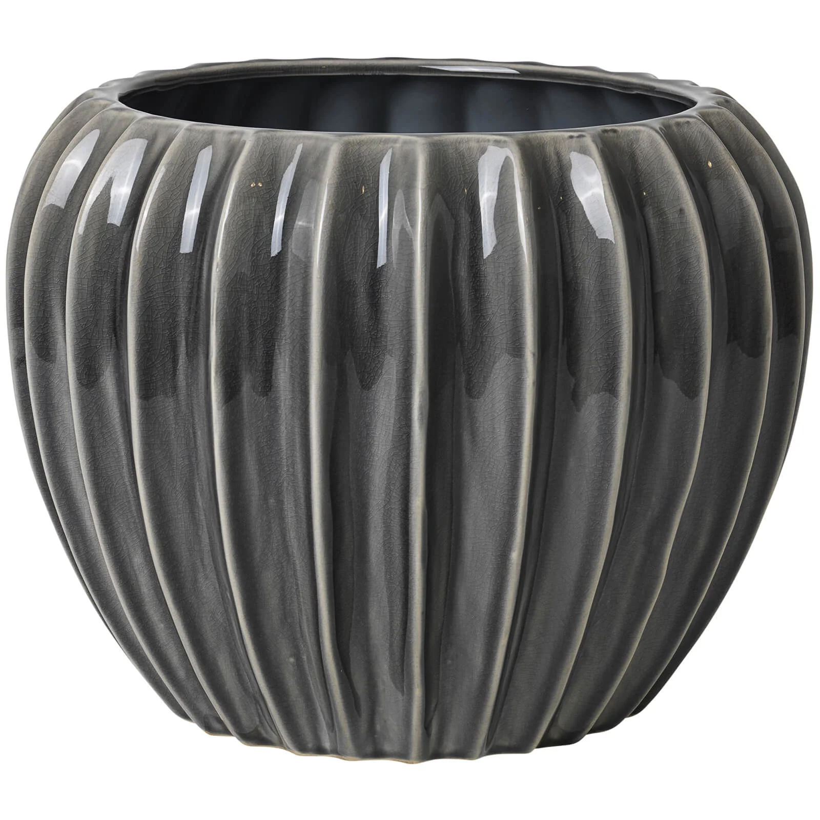 Broste Copenhagen Wide Ceramic Flowerpot - Smoked Pearl Image 1
