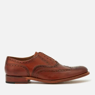 Grenson Men's Dylan Hand Painted Leather Wingtip Brogues - Tan