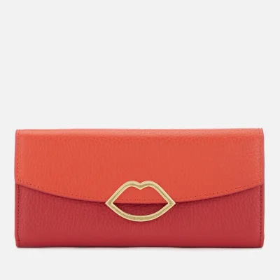 Lulu Guinness Women's Half Covered Lip Trisha Wallet - Orange/Red