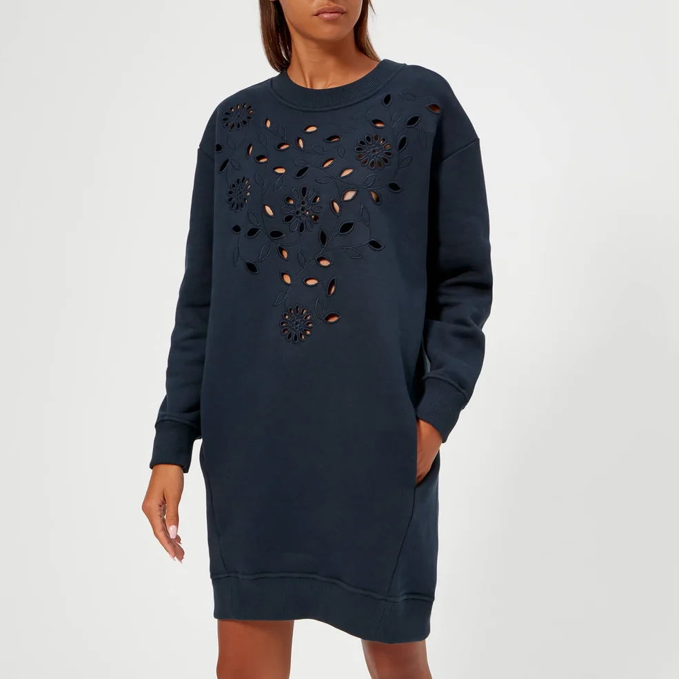 See By Chloé Women's Laser Cut Floral Dress - Excessive Marine Image 1