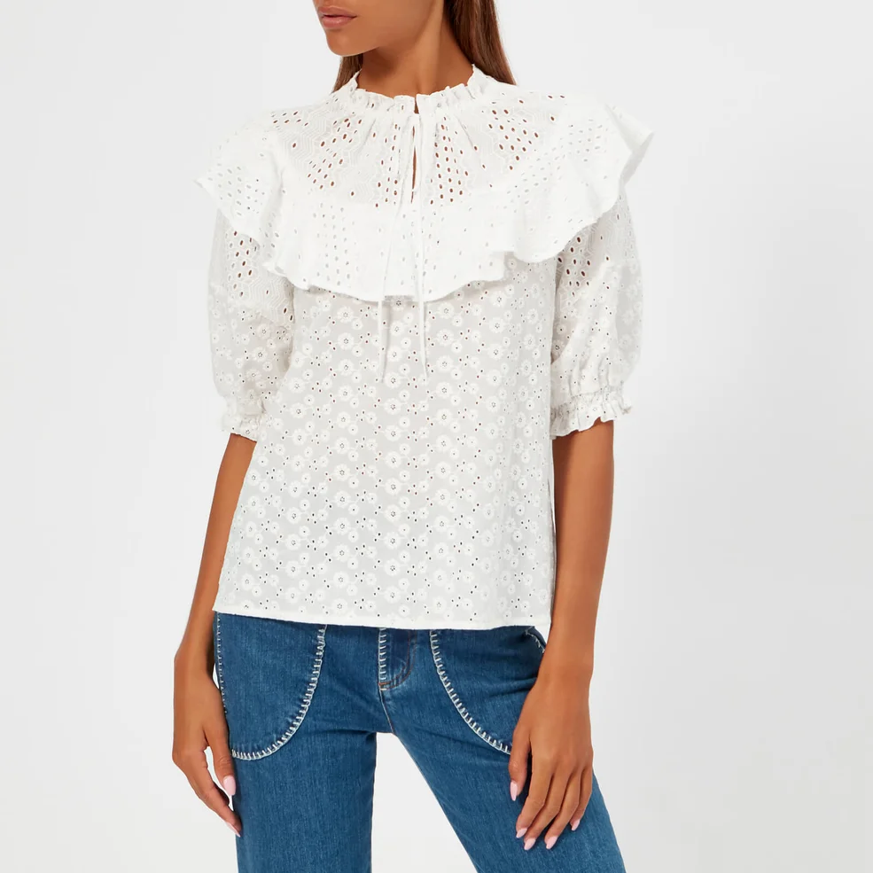 See By Chloé Women's Cotton Ruffle Blouse - White Image 1