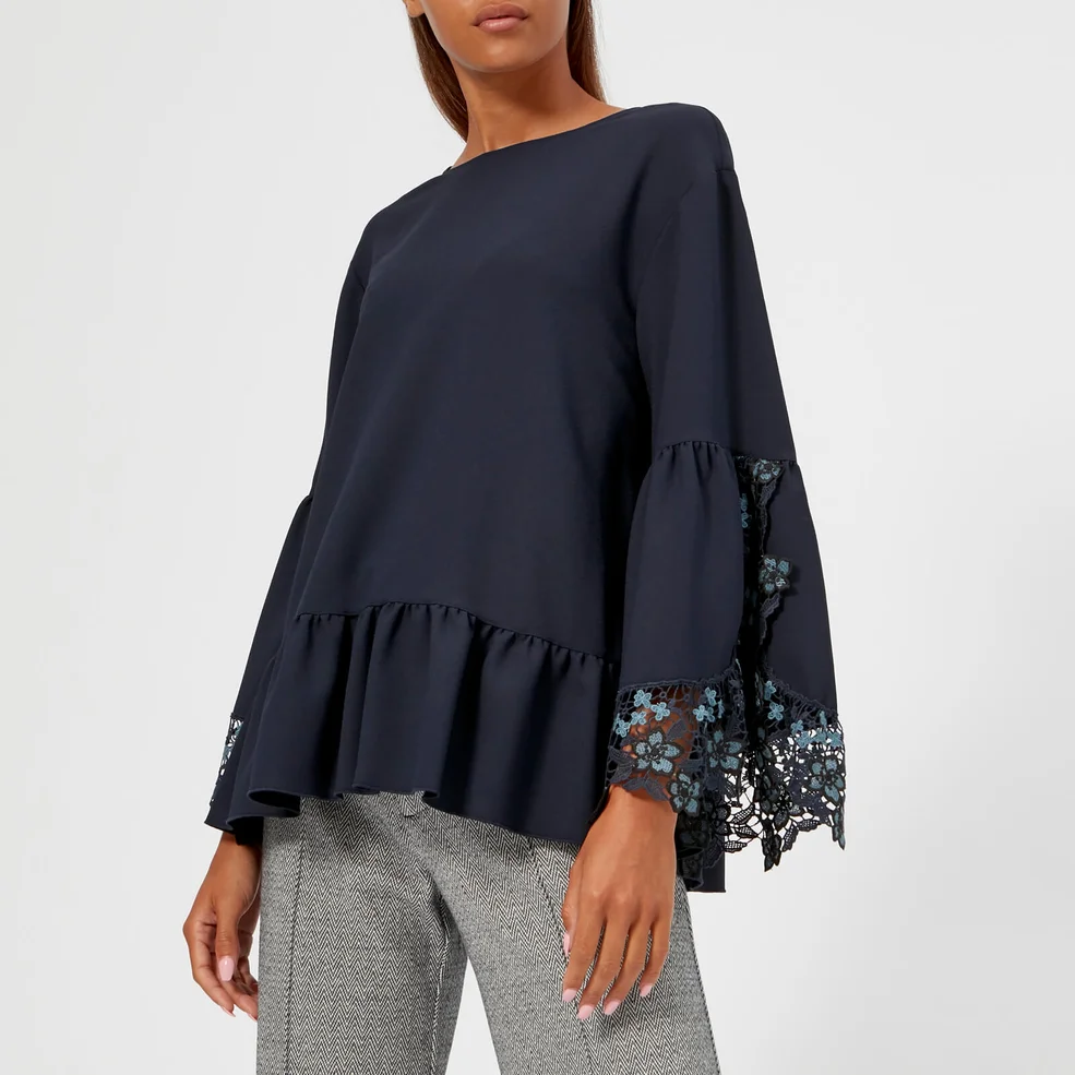 See By Chloé Women's Lace Blouse - Dark Sapphire Image 1