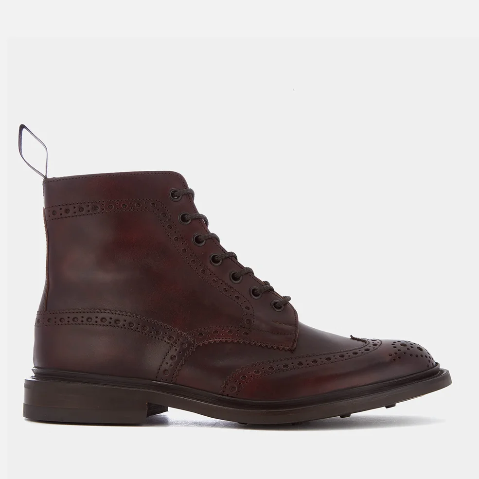 Tricker's Men's Stow Museum Leather Brogue Lace Up Boots - Burgundy Image 1