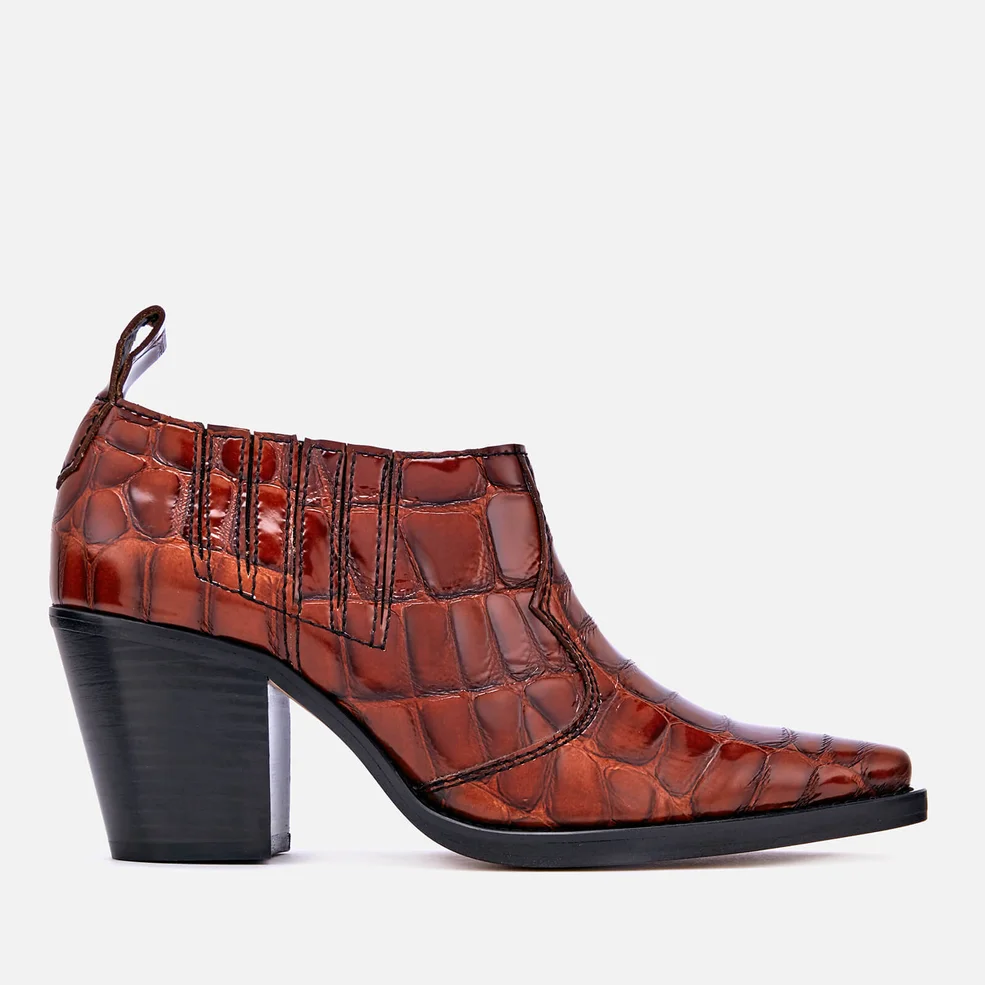 Ganni Women's Nola Heeled Ankle Boots - Cognac Image 1