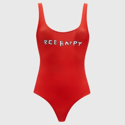 Ganni Women's Profilic Bee Happy Swimsuit - Big Apple Red