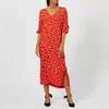 Ganni Women's Silvery Crepe Midi Dress - Big Apple Red - Image 1