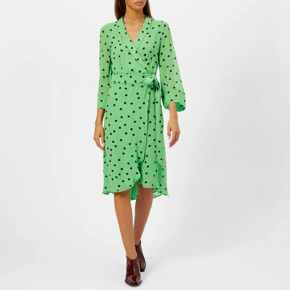 Ganni Women's Dainty Georgette Dress - Classic Green Image 1