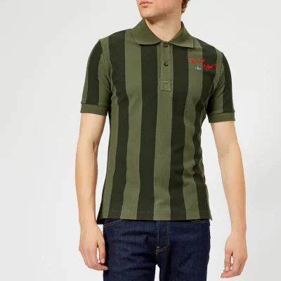 Vivienne Westwood Men's Goumier Stripe Polo Shirt - Dark Green Stripes