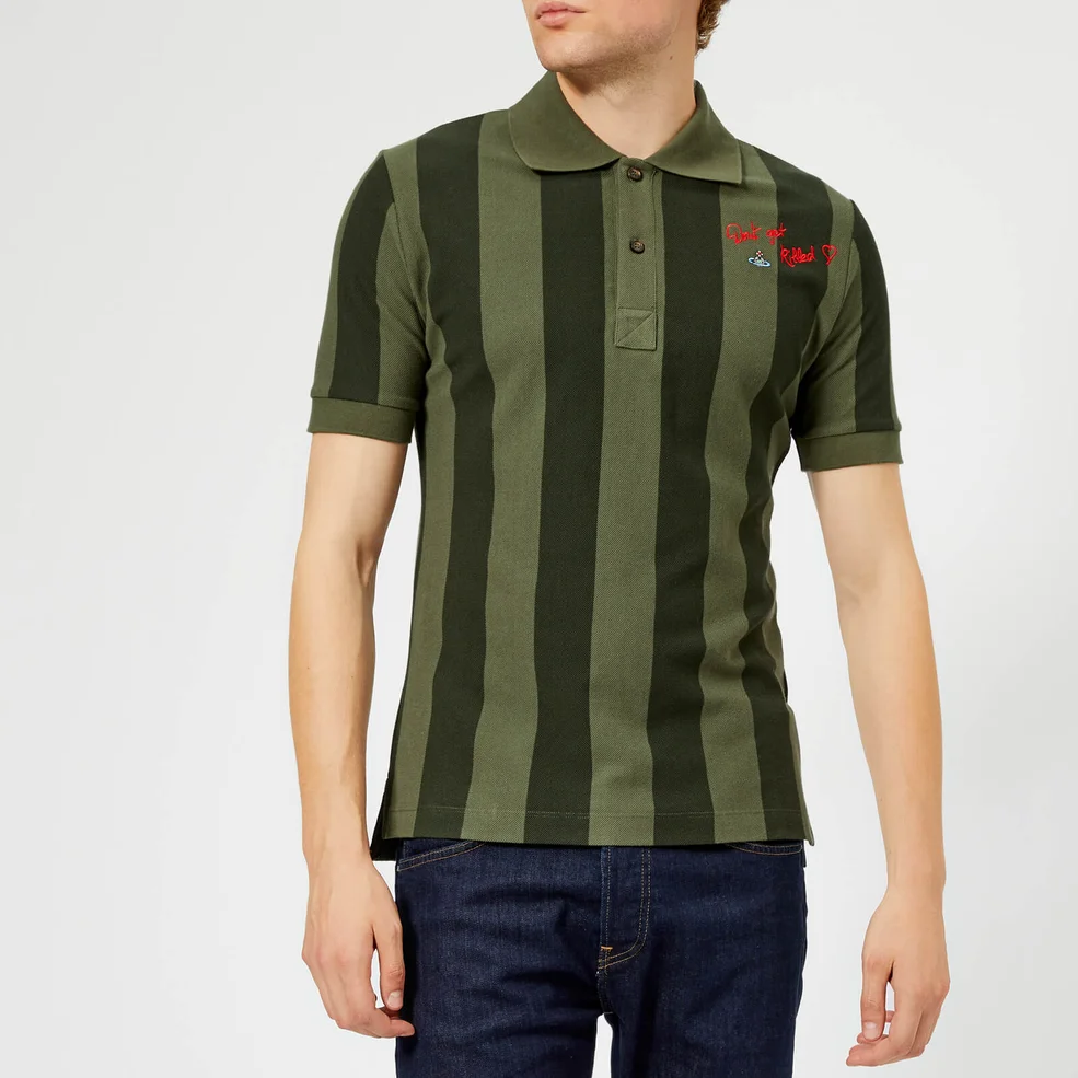 Vivienne Westwood Men's Goumier Stripe Polo Shirt - Dark Green Stripes Image 1