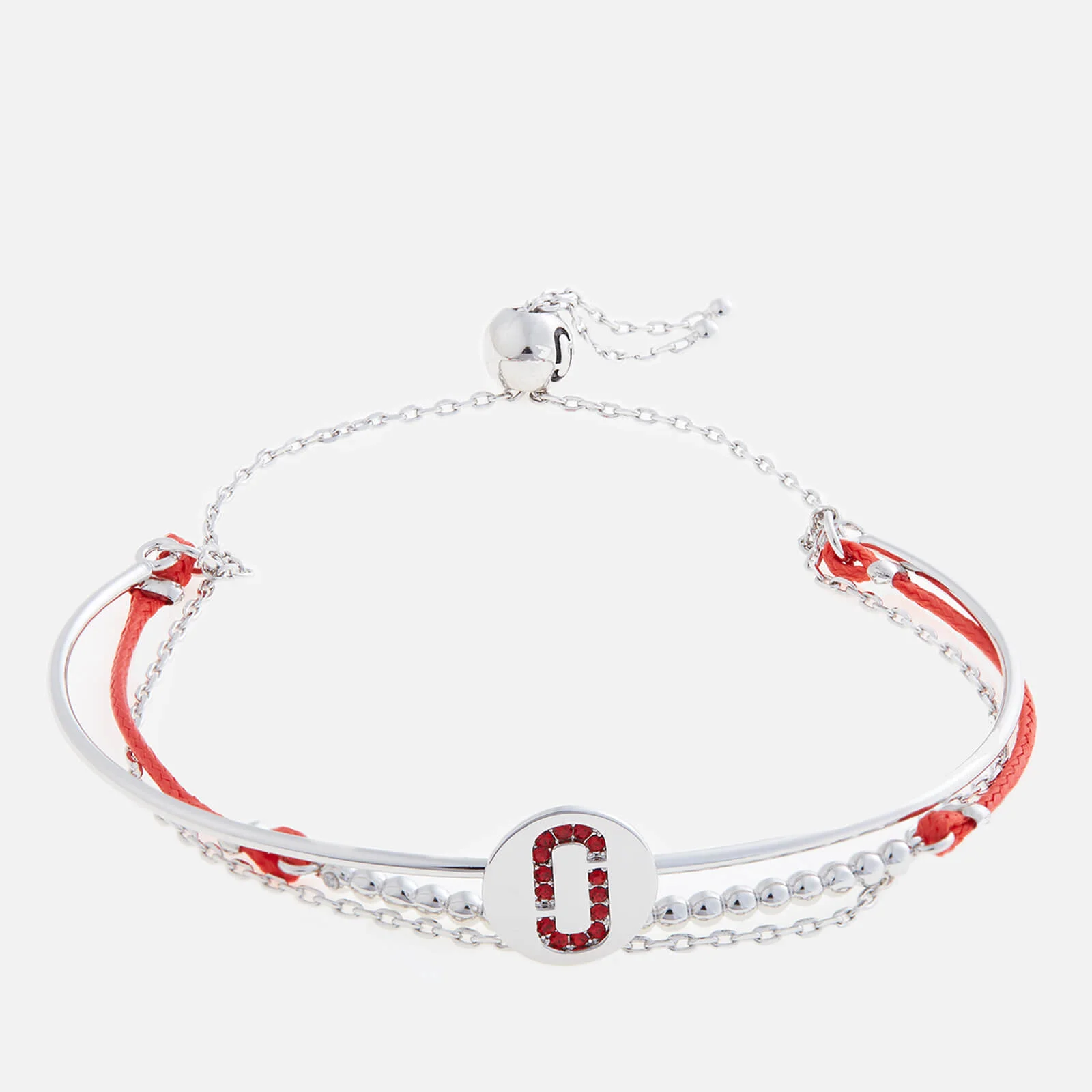 Marc Jacobs Women's Double J Pave Friendship Bracelet - Red/Silver Image 1