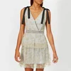 Self-Portrait Women's Tiered Floral Embroidered Mesh Mini Dress - Gold-Grey - Image 1