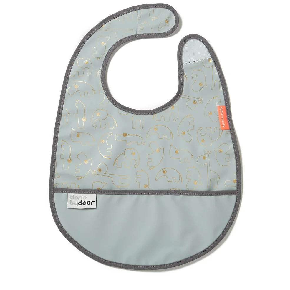 Done by Deer Contour Bib with Velcro - Gold/Grey Image 1