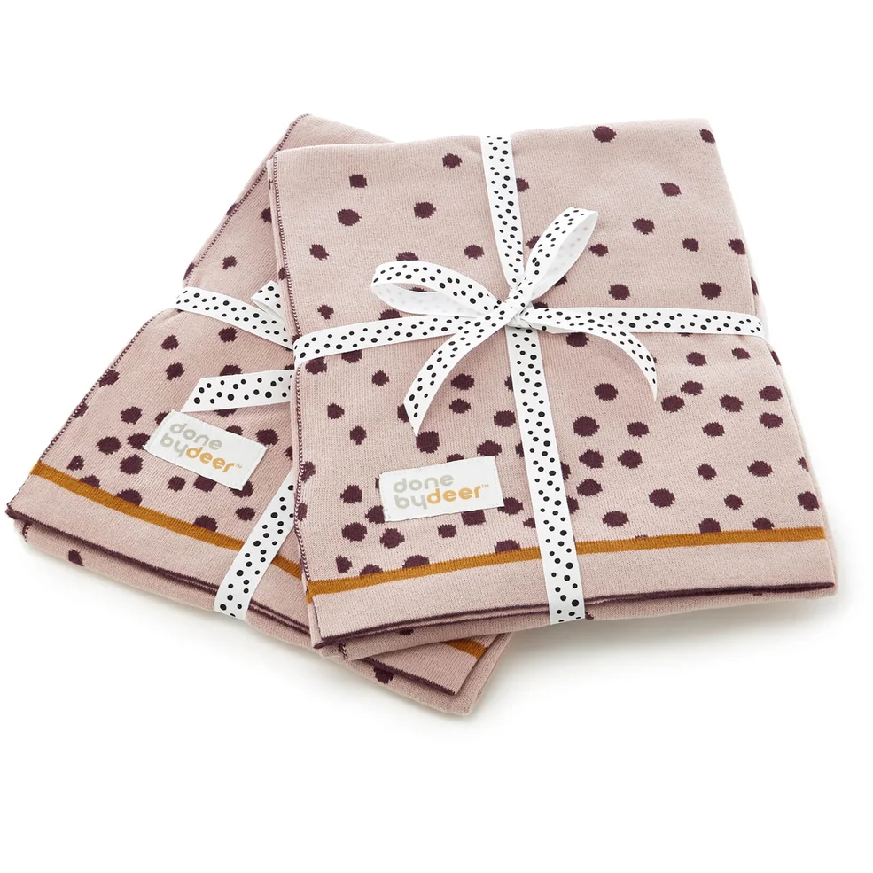 Done by Deer Happy Dots Knitted Blanket - Powder Image 1