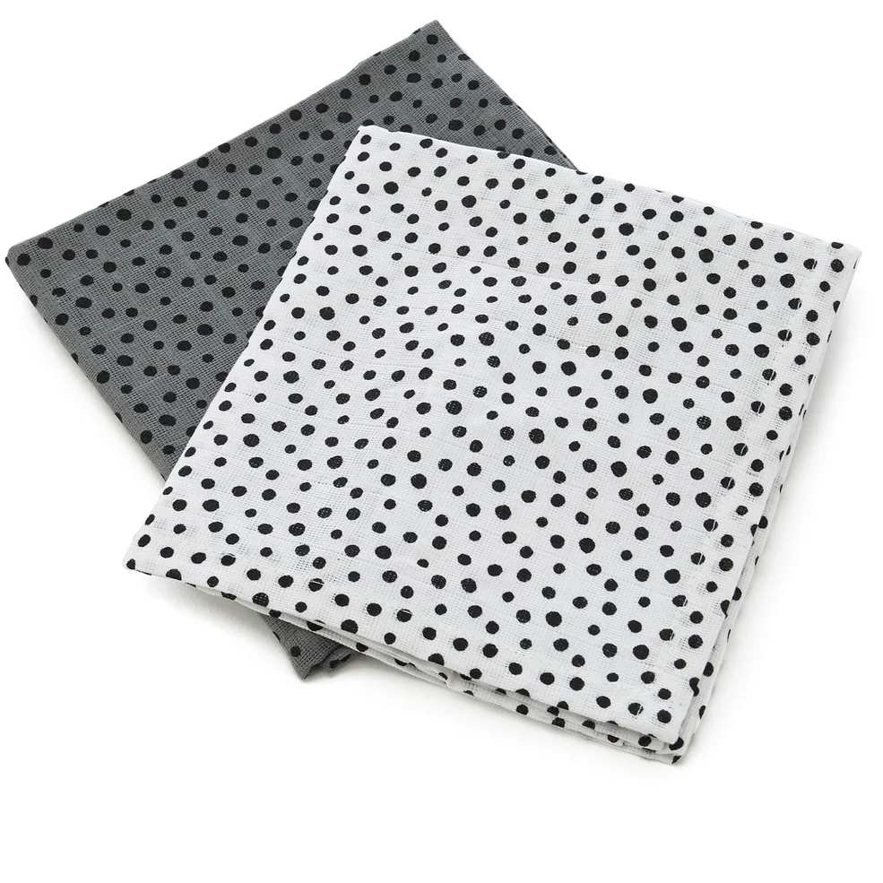 Done by Deer Happy Dots Muslin Cloth - Grey (Pack of 2) Image 1