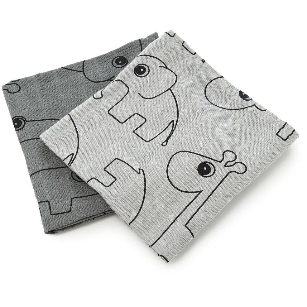 Done by Deer Contour Muslin Cloth - Grey (Pack of 2) Image 1
