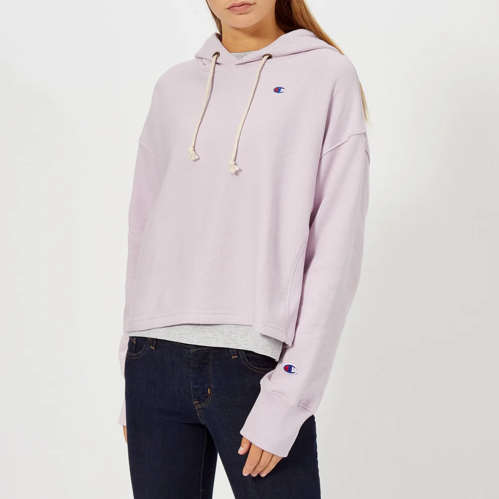Champion Women's Hooded Cropped Sweatshirt - Lilac Image 1