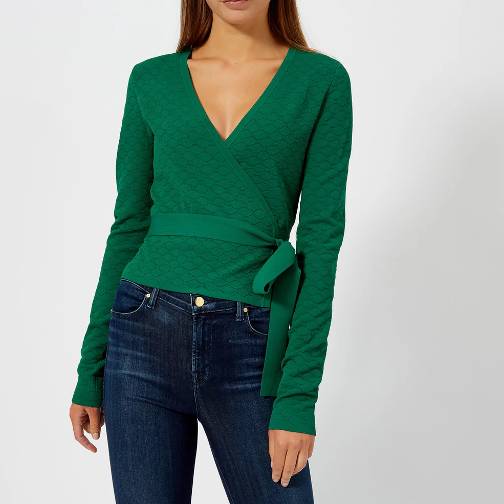 Diane von Furstenberg Women's Long Sleeve Wrap Sweater - Pine Image 1