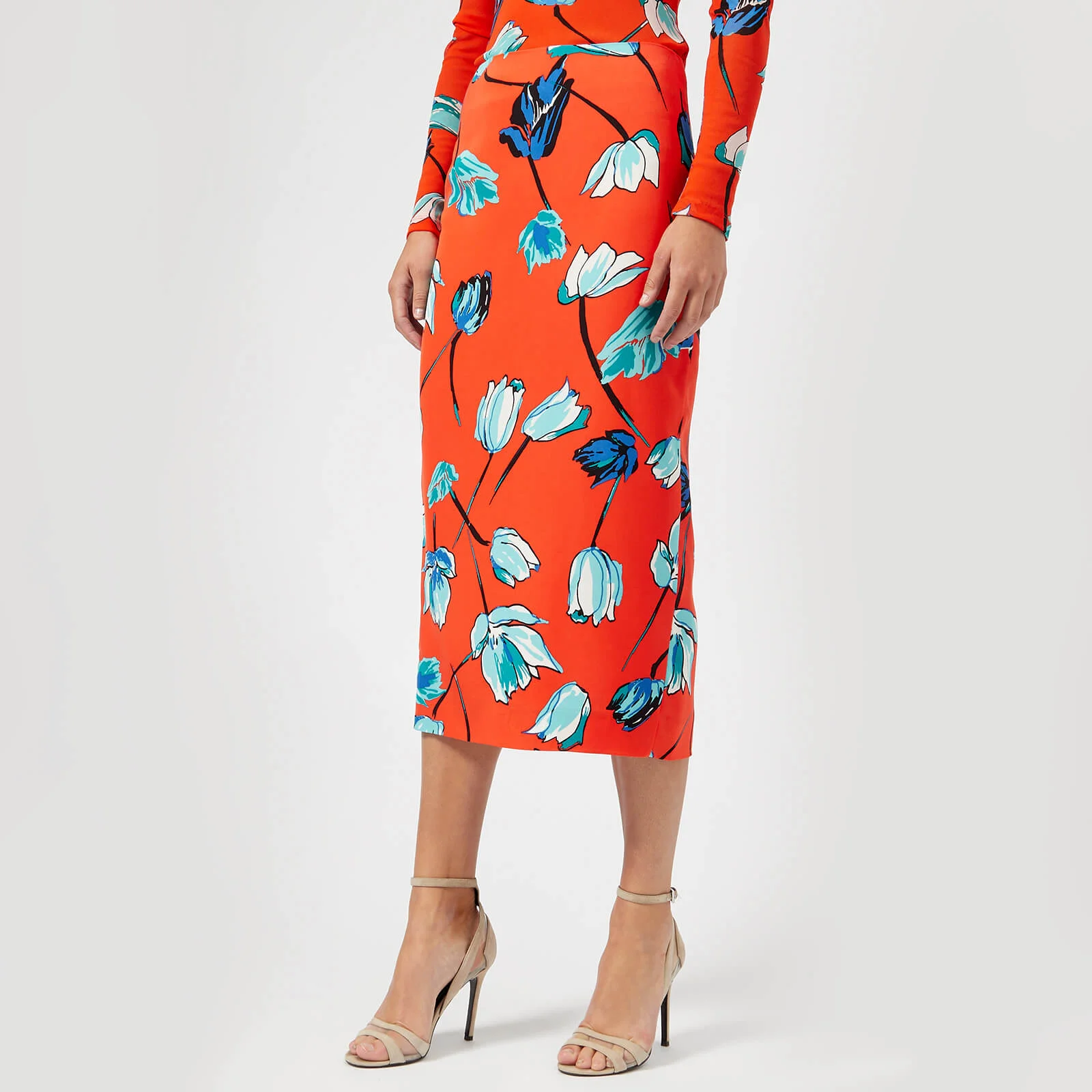 Diane von Furstenberg Women's Tailored Midi Pencil Skirt - Asher Vermillion Image 1