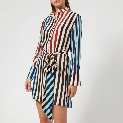 Diane von Furstenberg Women's Long Sleeve Shirt Dress - Carrington Stripe Pacific
