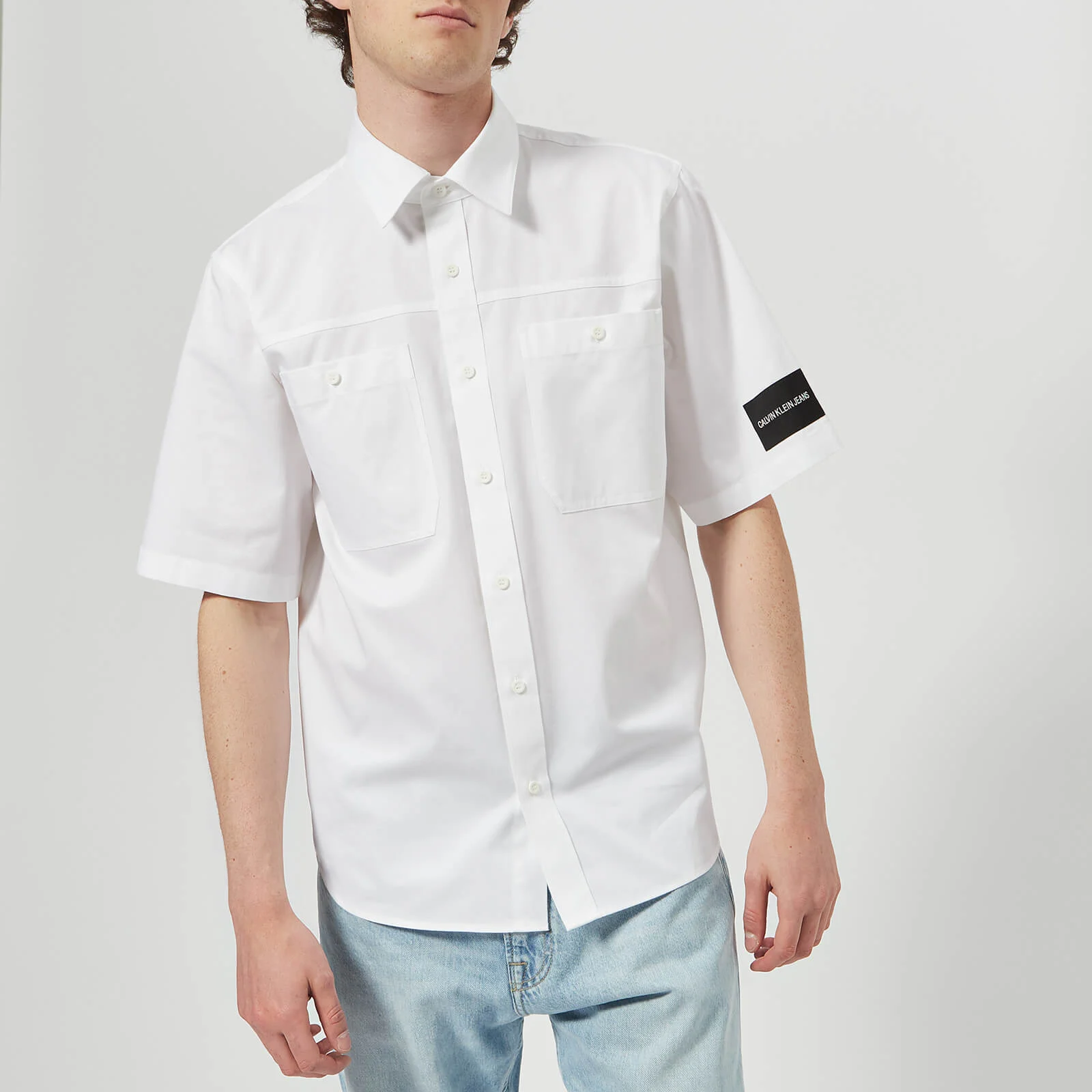 Calvin Klein Jeans Men's Multi Logo Short Sleeve Shirt - Bright White Image 1