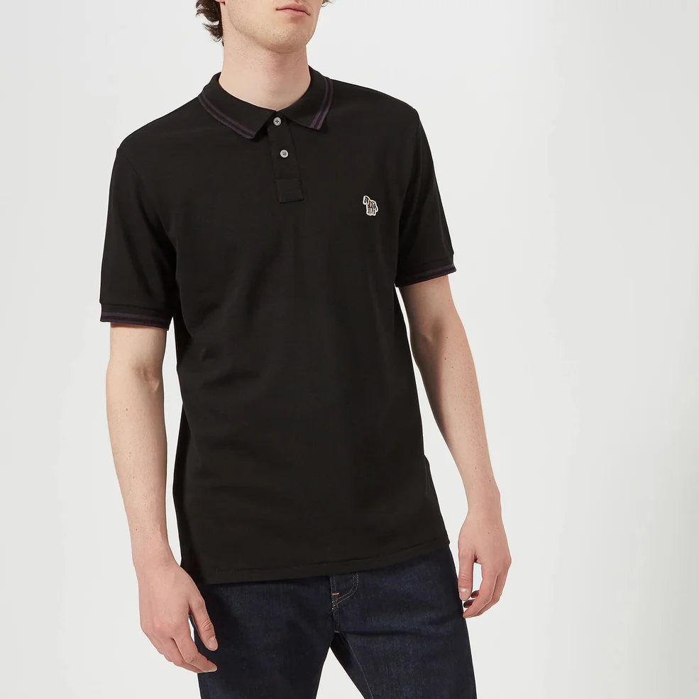 PS Paul Smith Men's Regular Fit Short Sleeve Tipped Polo Shirt - Black Image 1