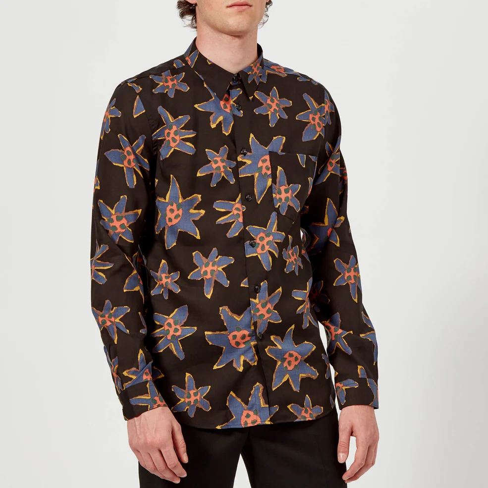 PS Paul Smith Men's Tailored Long Sleeve Floral Shirt - Black Image 1