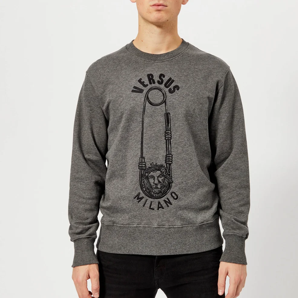 Versus Versace Men's Safety Pin Logo Sweatshirt - Grey Melange Image 1
