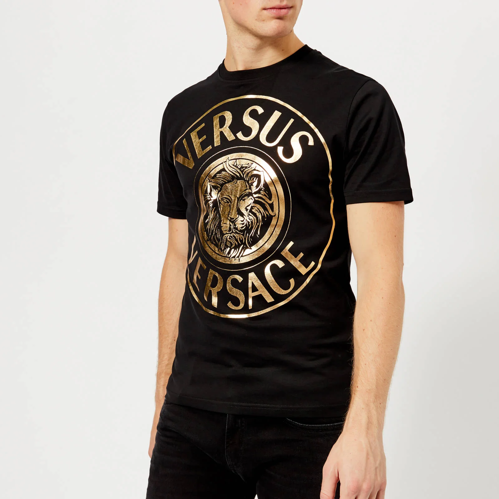 Versus Versace Men's Round Logo T-Shirt - Black/Gold Image 1