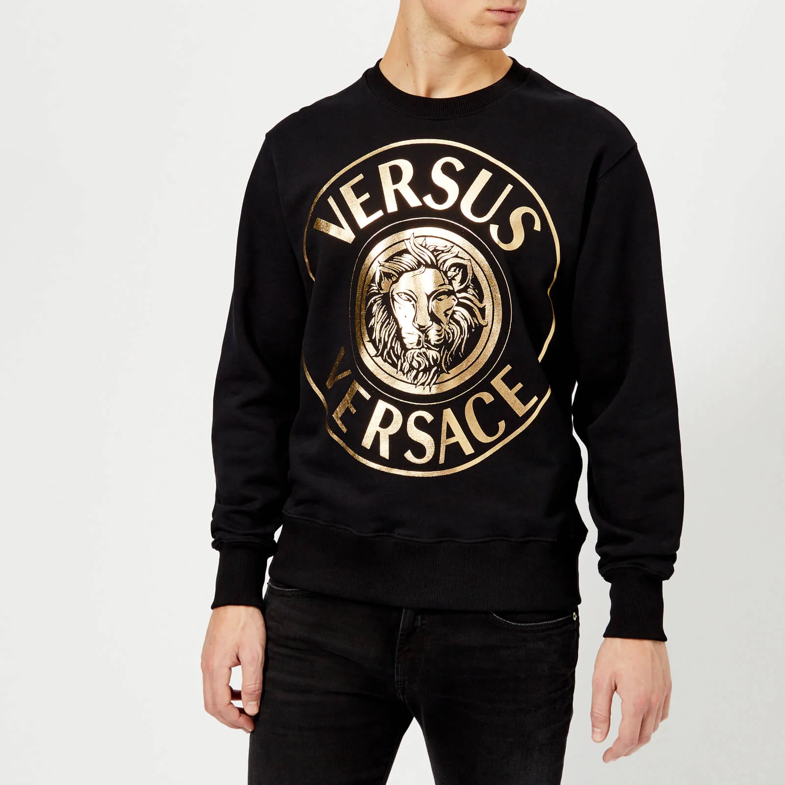 Versus Versace Men's Round Logo Printed Sweatshirt - Black/Gold Image 1