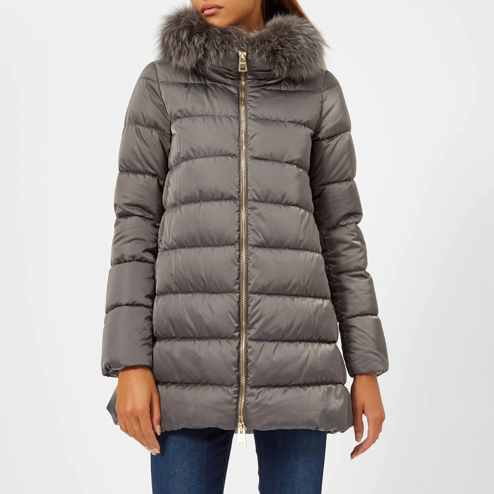 Herno Women's Down Padded Coat with Fur Collar - Grey Image 1