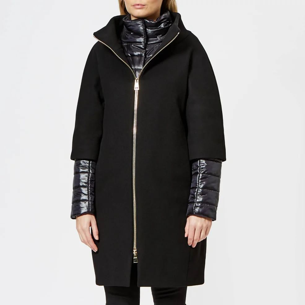 Herno Women's Half Sleeve Smart Coat with Padded Inner - Black Image 1