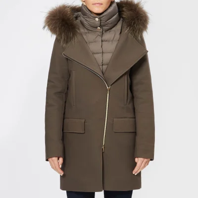 Herno Women's Wool Coat with Fur Collar - Brown