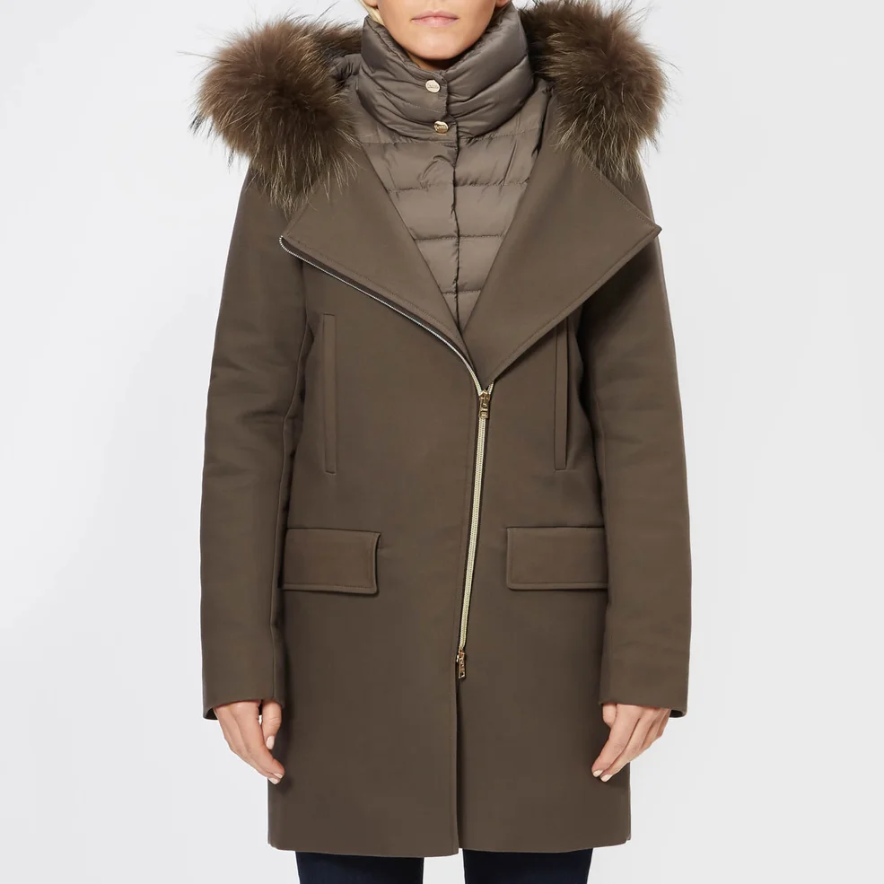 Herno Women's Wool Coat with Fur Collar - Brown Image 1