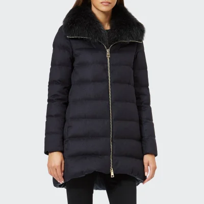 Herno Women's Padded Coat with Fur Collar - Navy