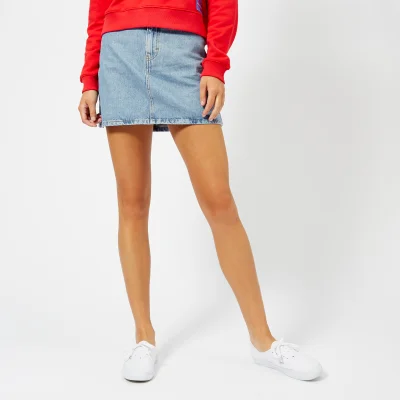 Calvin Klein Jeans Women's High Rise Mini Skirt - Light Stone