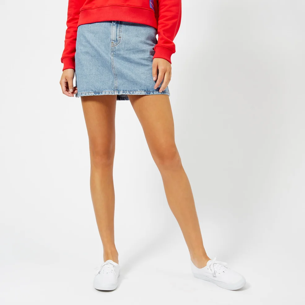 Calvin Klein Jeans Women's High Rise Mini Skirt - Light Stone Image 1
