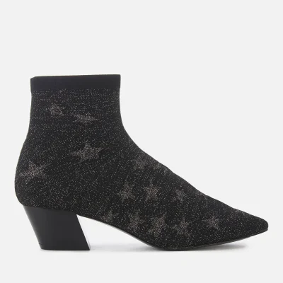 Ash Women's Cosmic Star Knitted Heeled Ankle Boots - Black/Silver