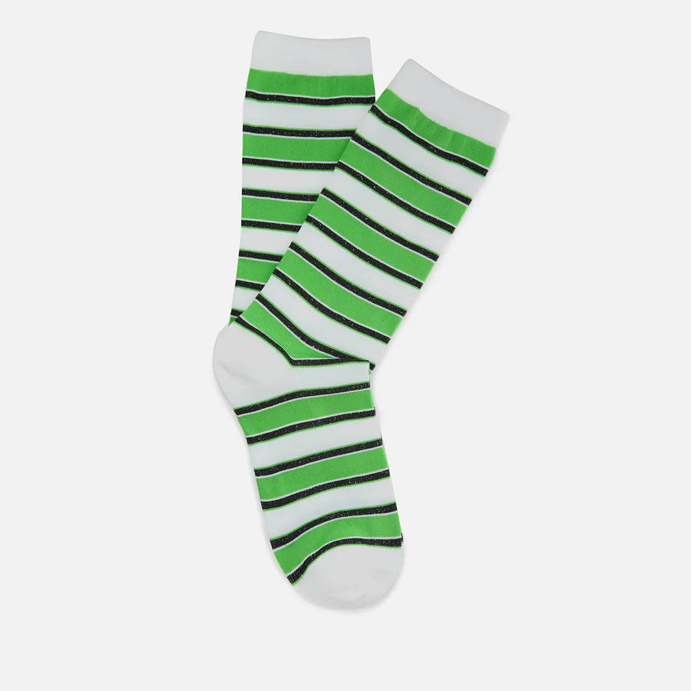 Ganni Women's Classon Stripe Socks - Classic Green Image 1