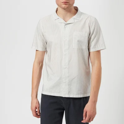 Folk Men's Short Sleeve Soft Collar Shirt - White Charcoal Dot