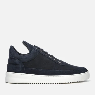 Filling Pieces Men's Waxed Suede Low Top Trainers - Navy Blue