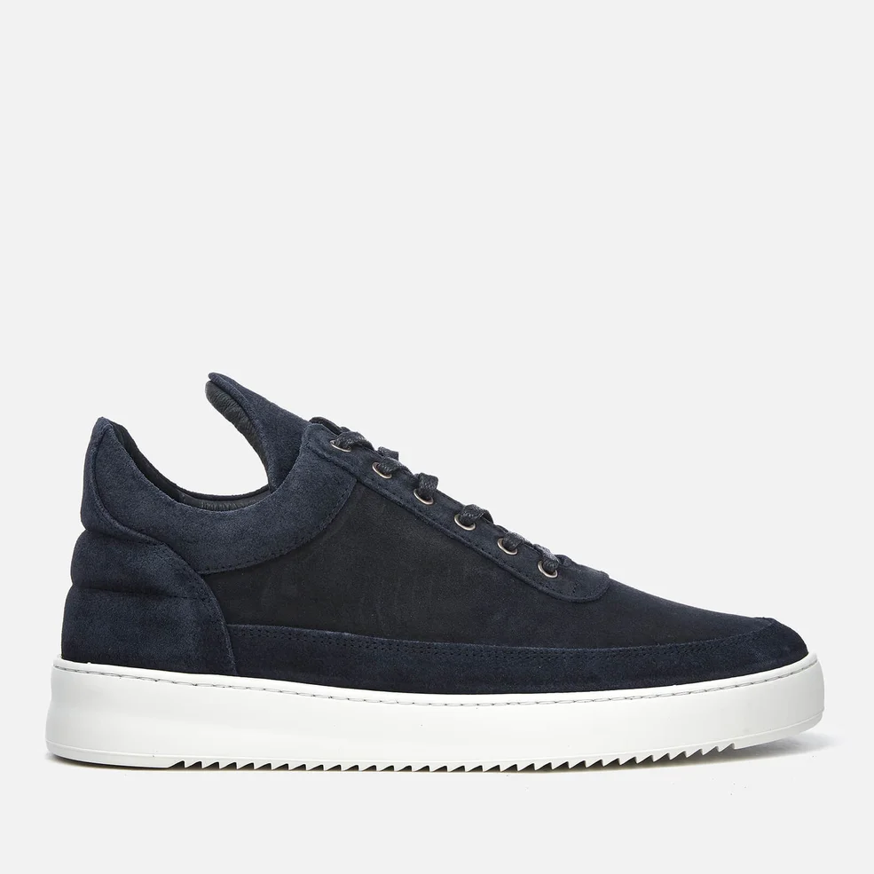Filling Pieces Men's Waxed Suede Low Top Trainers - Navy Blue Image 1